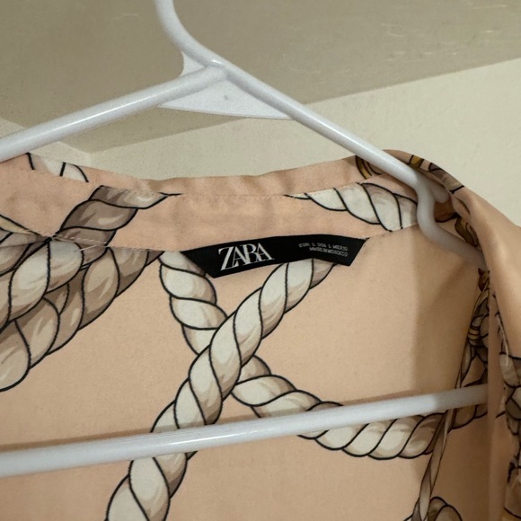 Zara large blouse button up pink with rope design - Picture 2 of 3